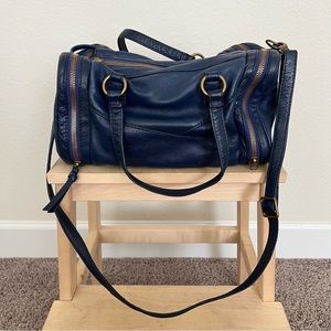 Blue Leather Hobo Bag
